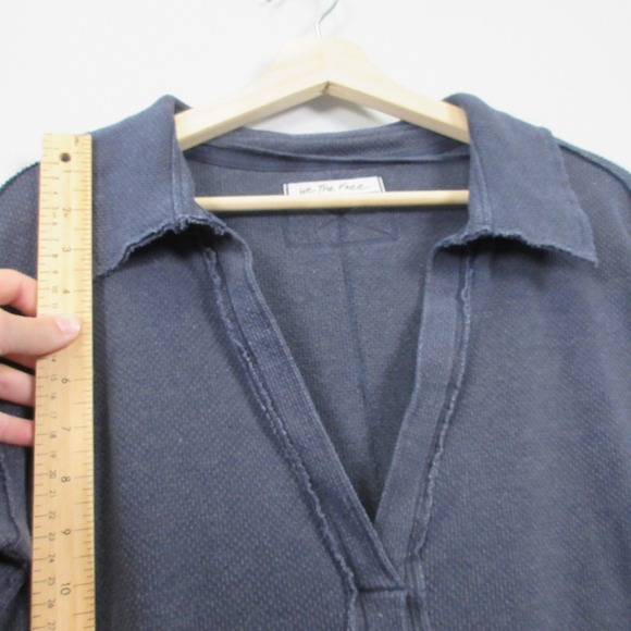 We The Free People Anakin Thermal Top Women XS Blue Boho Lounge Collared 342 - Picture 8 of 11